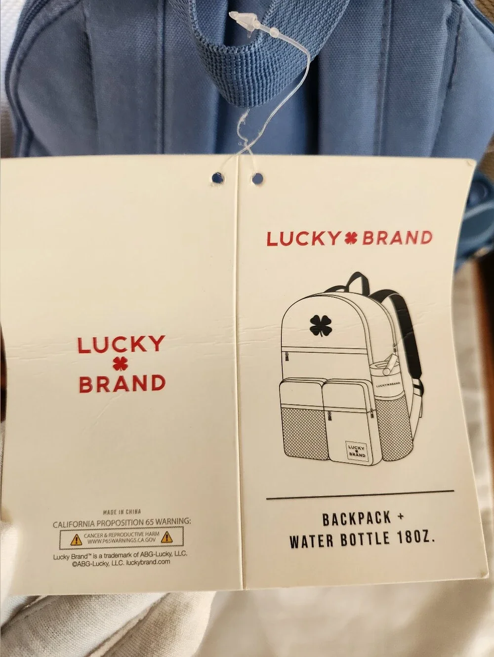 NWT Lucky Brand Clover Utility Backpack & 18oz Water Bottle Bundle